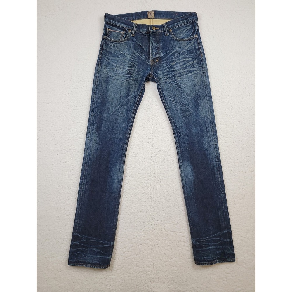PRPS Goods & Co Jeans Mens 32 Slim Straight Button Fly Dark Blue Wash Denim